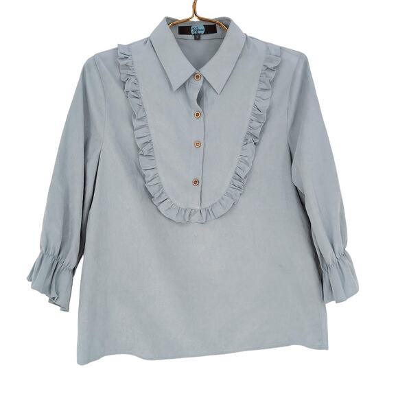 Anthropologie SAMPLE PIECE Eva Franco Pale Blue Women's Blouse Top - Size 6 NWOT - Picture 2 of 13